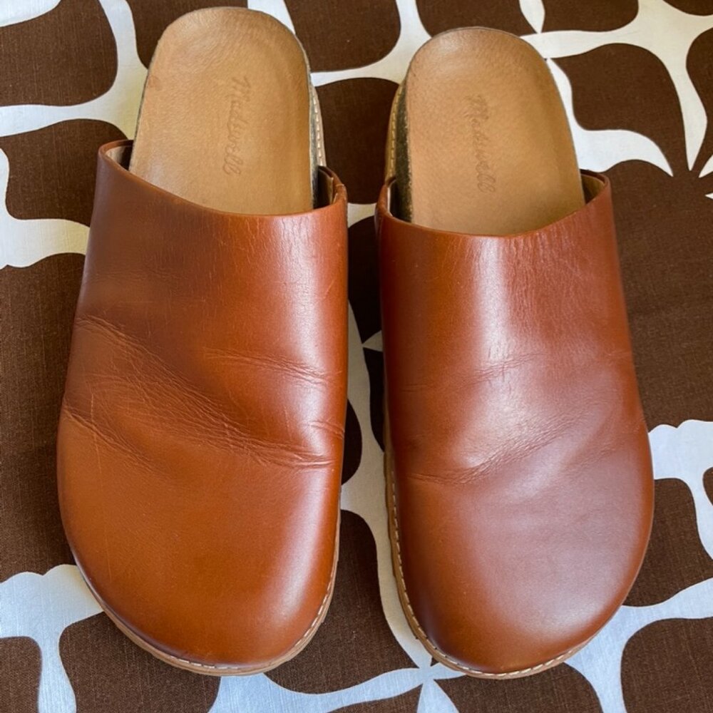 The Madewell Layne Clog Mule in Dried Maple Leather Women's Size 10M